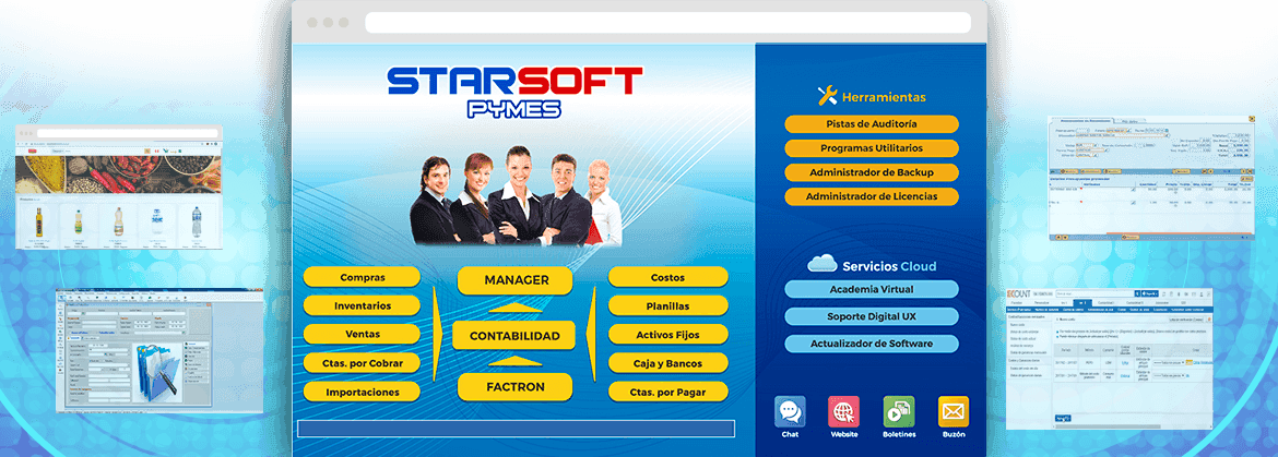 Mockup de pantallas del sistema STARSOFT versión PYMES